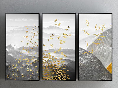 Modern Landscape Painting Gold and Silver Living Room Abstract Water Decorative Painting model