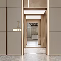 Modern Elevator Interior Design With Warm Tones And Metal Details 3d model