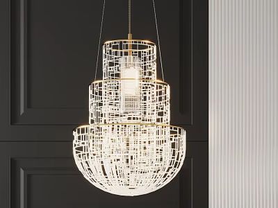 Modern Geometric Multi Layer Metal Frame Hanging Chandelier Decorative Light Fixture 3d model