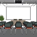Modern Conference Room Interior With Projection Screen Lecture Platform And Chairs 3d model