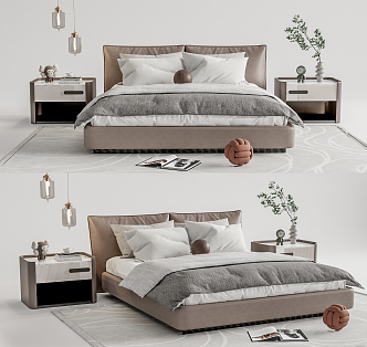 Modern Double Bed 3d model