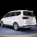 White SUV Car Showcased On Blue Circular Platform Against Black Background