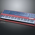 Electronic Musical Synthesizer Keyboard With Red Casing Blue Control Panel And Black White Keys