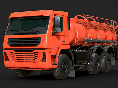 Orange Tanker Truck 3D Render With Large Storage Tank And Black Wheels 3d model