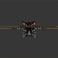 Futuristic 3D Model Aircraft With Wooden Wings Blue Accents And Red Mechanical Component