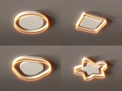 Modern Ceiling Lights With Round Square Oval And Star Shaped Illuminated Design 3d model