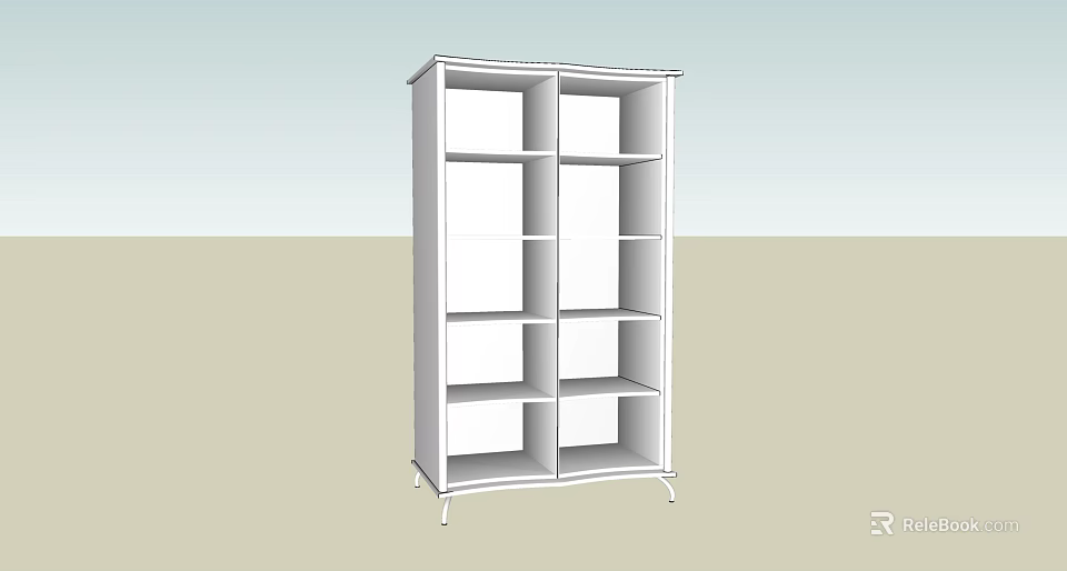 White Storage Shelving Unit With Multiple Open Compartments And Simple Design 3d model 