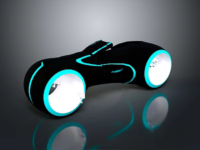 Futuristic Black Personal Transporter With Sleek Design Blue Glowing Accents And Round Wheels 3d model