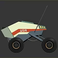 Rugged Terrain Exploration With 1955 Retro Rover And Large Treaded Wheels