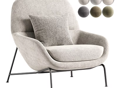 Modern Soft Upholstered Leisure Chair With Metal Legs Matching Pillow And Various Optional Neutral Colors 3d model