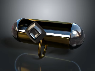 Modern Lighting Fixture Set With Gold And Silver Capsule Shaped Design And Black Square Element 3d model