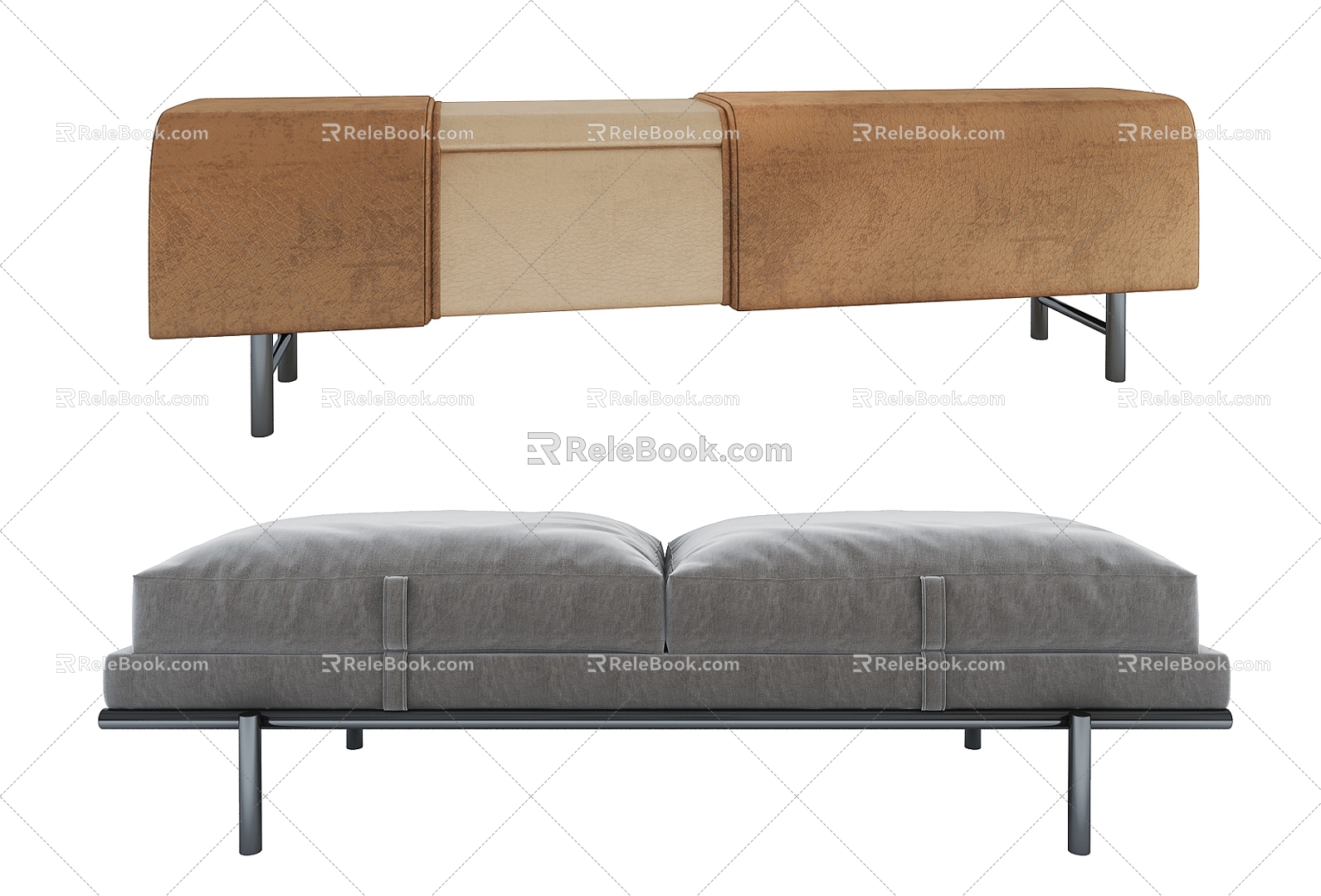 Modern footstool bed end stool 3d model