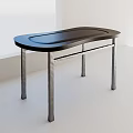 Modern Dining Table With Black Curved Tabletop And Sleek Metal Legs