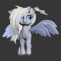 3D Game and Movie Character with Light Gray Body White Mane Blue Eyes Blue Wings