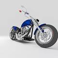 Stylish Blue And Silver Modern Motorcycle With Streamlined Body And Wide Rear Wheel
