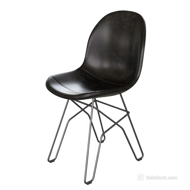 Modern Black Single Chair With Sleek Metal Frame And Stylish Design 3d model 