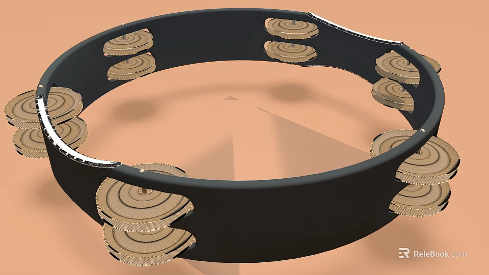 Musical Instrument And Art Supplies With Black Circular Frame And Wooden Components 3d model 