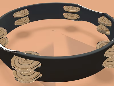 Musical Instrument And Art Supplies With Black Circular Frame And Wooden Components 3d model