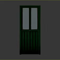 Green Door Interior With Double Glass Panes And Vertical Wooden Panels