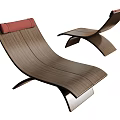 Modern Wooden Lounge Chair With Curved Frame And Red Cushion Design