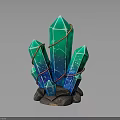 Vibrant Green Blue Crystal Cluster With Red Rope Wrapped On Stone Base