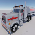 Road Master Transportation Grey Tanker Truck With Red Stripes Cab Warning Lights And Trailer