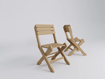 Wooden Folding Outdoor Chairs with Simple Design for Patio Garden Use 3d model