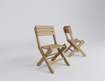 Wooden Folding Outdoor Chairs with Simple Design for Patio Garden Use 3d model