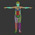 Futuristic Sci Fi Character In Mechanical Costume With Blue Accents Helmet Standing Arms Outstretched