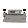 Modern Double Bed With Bedside Tables Table Lamps Pillows And Soft Bedspread 3d model