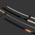 Samurai Swords In Various Styles Featuring Decorative Handles Sheaths And Sharp Blades 3d model