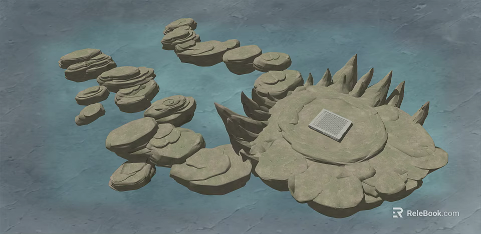 Natural Rock Formations With Stacked Stones And Central Platform Design 3d model