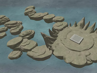 Natural Rock Formations With Stacked Stones And Central Platform Design 3d model