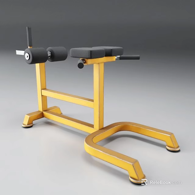 Fitness Equipment With Yellow Frame And Black Seat For Abdominal Training 3d model 