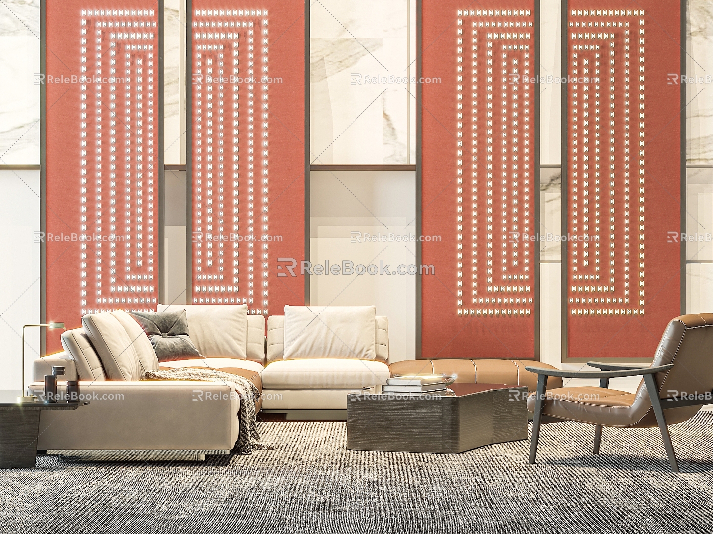 Sofa coffee table combination 3d model