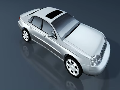 Silver Sedan Car With Black Roof Sleek Design Alloy Wheels Front Grille 3d model