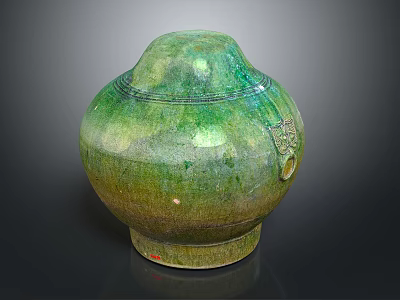 Handcrafted Green Ceramic Jar With Glazed Surface And Traditional Design 3d model