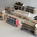 Modern Practical Display Shelves With Multi Tiered Open Design For Retail 3d model