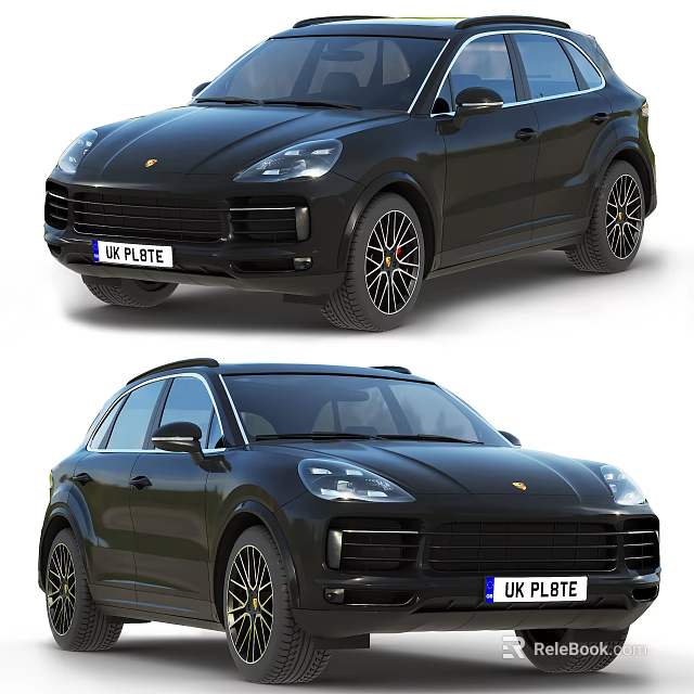 Black Porsche SUV Exterior Design With Alloy Wheels And Front Fascia Features 3d model 