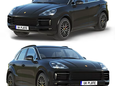 Black Porsche SUV Exterior Design With Alloy Wheels And Front Fascia Features 3d model