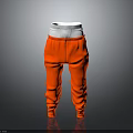 Orange Loose Fit Sweatpants Featuring White Elastic Waistband For Comfortable Daily Wear