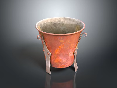 Rustic Copper Metal Vase With Handles And Three Legs For Floral Arrangements 3d model
