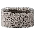 Garden Ornament Wire Mesh Cage Filled With Stones And Central Soil Bed