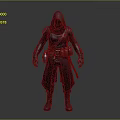 Mysterious Man In Hooded Cloak With Leather Belt Pouches And Dark Outfit