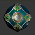 Elegant Decorative Turquoise Glass Bottle With Metallic Accents And Blue Gemstone Details