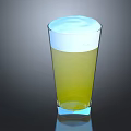 Refreshing Yellow Drink With White Foam In Clear Glass On Dark Background