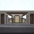 Elegant Modern Entrance Gate With Stone Walls Metal Grilles And Grille Ceiling