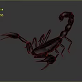 Realistic 3D Scorpion Model with Dark Blue Body Red Claws and Tail