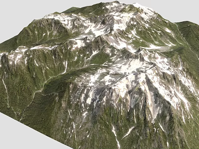 Scenic Garden Landscape With Snowy Peaks And Lush Green Mountain Slopes 3d model