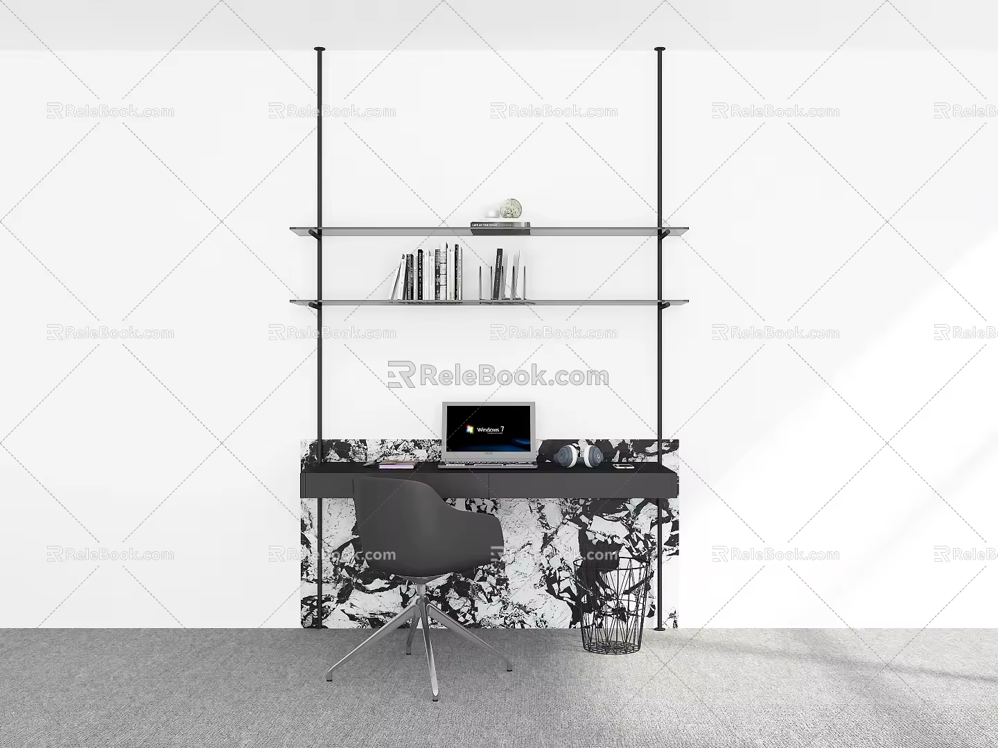 Modern Desk Computer Desk Workbench Desk Chair Desk Table 3d model